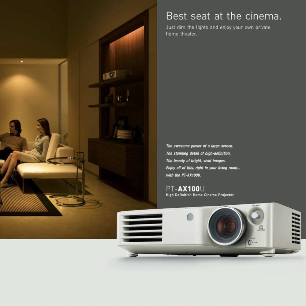 Panasonic PT AX-100U high definition projector with accessories. No remote.